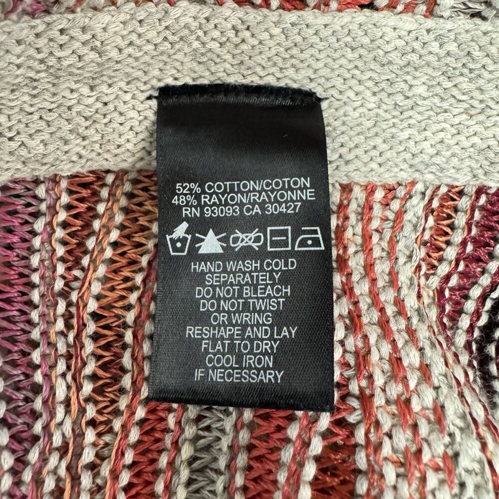 Vintage 90s Y2K Nic + Zoe Sweater Cardigan S Open Front Knit Artsy Gray Red - Picture 9 of 10